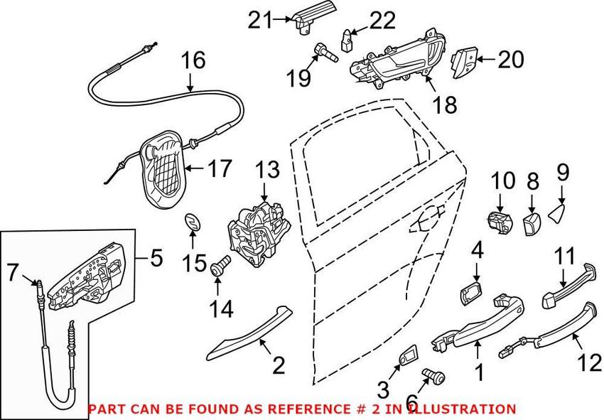 Audi Exterior Door Handle Cover - Rear Driver Side 8R08372392ZZ